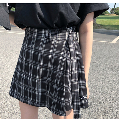 Cute plaid checkered high waisted mini skirt preppy school girl vintage autumn winter e-girl kawaii korean japanese harajuku retro streetwear