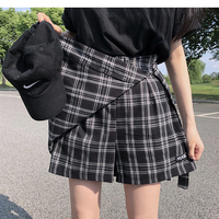 Cute Plaid Checkered High Waisted Mini Skirt Preppy School Girl Vintage Autumn Winter E-Girl Kawaii Korean Japanese Harajuku Retro Streetwear - Thumbnail 2