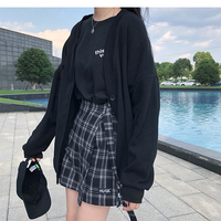 Cute Plaid Checkered High Waisted Mini Skirt Preppy School Girl Vintage Autumn Winter E-Girl Kawaii Korean Japanese Harajuku Retro Streetwear - Thumbnail 3