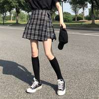 Cute Plaid Checkered High Waisted Mini Skirt Preppy School Girl Vintage Autumn Winter E-Girl Kawaii Korean Japanese Harajuku Retro Streetwear - Thumbnail 4