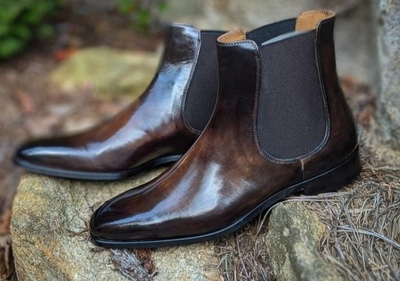 Best Adult Two Tone Leather Hand Stitch Chelsea Hiking Men's Boot