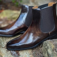 Best Adult Two Tone Leather Hand Stitch Chelsea Hiking Men's Boot - Thumbnail 1