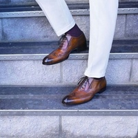 Awesome Wear Two Tone Oxfords Wingtip Brogue Leather Shoes - Thumbnail 1