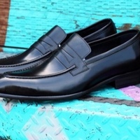 Luxury Black Leather Handmade Loafer Shoes - Thumbnail 1