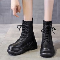 Black Punk Style Platform Boots - Thumbnail 2