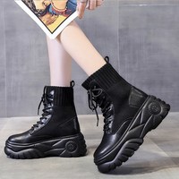 Black Punk Style Platform Boots - Thumbnail 4