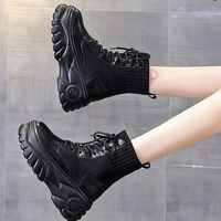 Black Punk Style Platform Boots - Thumbnail 5