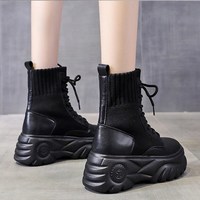 Black Punk Style Platform Boots - Thumbnail 6