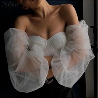 French Romantic Mesh Crop Top - Thumbnail 2