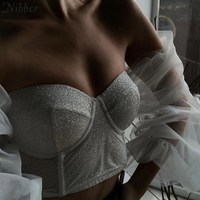 French Romantic Mesh Crop Top - Thumbnail 3