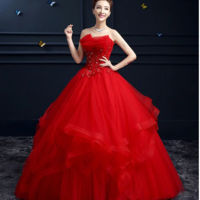 Real photo Appliques Vintage White Pearls Wedding Dresses Custom 2020 Vestidos de Noiva Bridal dress Plus Size Strapless Gowns,700 - Thumbnail 3