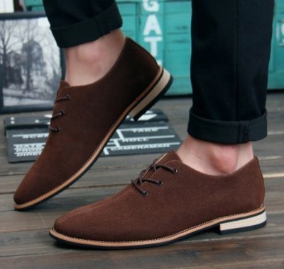 Dark Brown Mid Cut Formal Wear Suede Lace Up Shoes