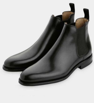 New Handmade Black Leather Shinny Men Chelsea Ankle Formal Dressing Boot