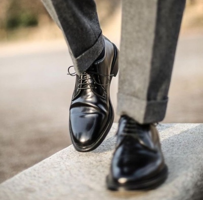 New Black Handmade Leather Office Lace Up Shoes