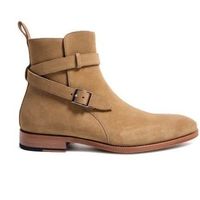 Handmade Men Beige Suede Jodhpurs Ankle high Boots - Thumbnail 1