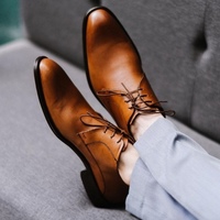 Handmade Sale Two Tone Leather Men's Shoes - Thumbnail 1