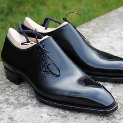 Oxford leather black handmade shoes trendy men's dress fashion shoes - Thumbnail 4