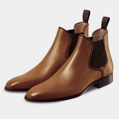 Limited edition brown leather chelsea handmade shoes