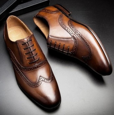 Handmade Two Tone Oxfords Wingtip Leather Shoes