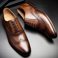 Handmade Two Tone Oxfords Wingtip Leather Shoes - Thumbnail 1