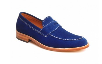 Men Suede Royal Blue Casual Handmade Shoes, Mens Suede Loafer Shoes.