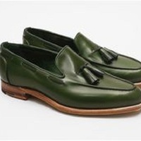 Best Men Green Color Tassels Shoes, Men Green Leather Tassels Loafer Shoes - Thumbnail 1
