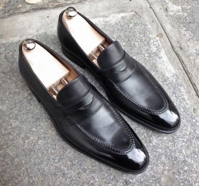 Limited Edition Men's Handmade black Leather Dress Shoes Moccasins Loafer, Men black Formal shoes