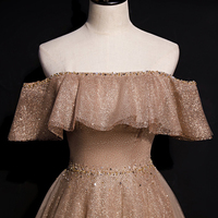 A line tulle sequins long prom dress evening dress - Thumbnail 1