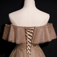 A line tulle sequins long prom dress evening dress - Thumbnail 2