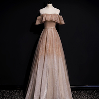 A line tulle sequins long prom dress evening dress - Thumbnail 5