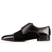 Black leather handmade shoes mens cap toe  dress shoes - Thumbnail 1