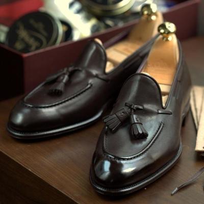 7 star luxury handmade men's black loafer office wear in genuine leather shoes