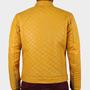New Men's Yellow Leather Original Lambskin Biker Quilted Style Biker Jacket-1