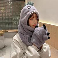 Fleece Warm Dinosaur Hooded Scarf  - Thumbnail 4