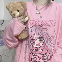 Anime Girl Pink Long Sleeve T-Shirt - Thumbnail 2
