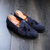 Trendy Navy Blue Loafer Slips On York Sole Handmade Decent Men's Shoes - Thumbnail 1