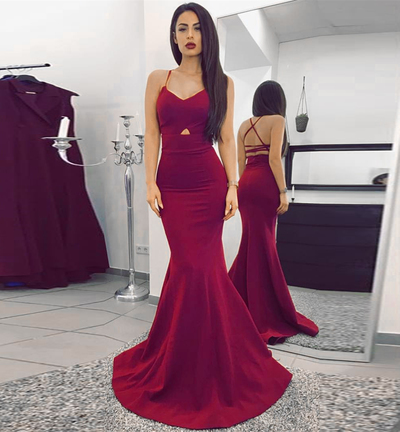 Burgundy Sweetheart Formal Gown,Mermaid Prom Dress,Evening Dress,709