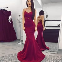 Burgundy Sweetheart Formal Gown,Mermaid Prom Dress,Evening Dress,709 - Thumbnail 2
