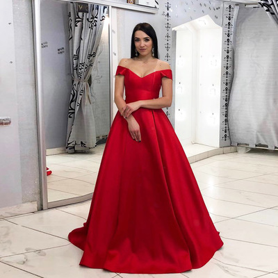 Princess Off The Shoulder Prom Dress Ball Gown Wedding Party Dress Red,711