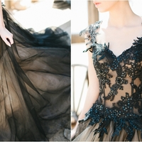 Black prom dresses, long prom dress ball gown, evening dress, elegant prom dress, prom dress with applique, sweetheart prom dress,713 - Thumbnail 2