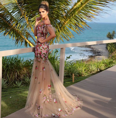 Flora Mermaid Off the Shoulder Prom Dresses 
