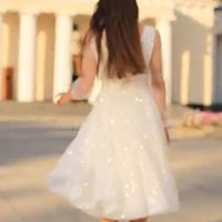 Tea Length Sparkly Wedding Dress Bridal Gown - Thumbnail 1