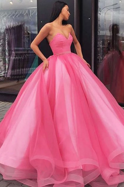 Princess Ball Gown Sweetheart Pink Floor Length Prom/Evening Dress,728