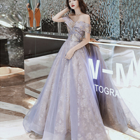 Shiny tulle sequins long prom dress evening dress - Thumbnail 2