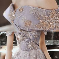 Shiny tulle sequins long prom dress evening dress - Thumbnail 5