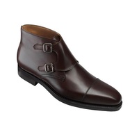 New Handmade Men Brown formal shoes,Men double monk dress shoes Men leather shoes - Thumbnail 4
