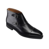 New Handmade Men Black formal shoes,Men double monk dress shoes Men leather shoes - Thumbnail 4