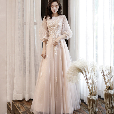 Cute tulle lace long sleeve dress evening dress - Thumbnail 4