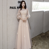 Cute tulle lace long sleeve dress evening dress - Thumbnail 2