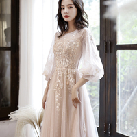 Cute tulle lace long sleeve dress evening dress - Thumbnail 3